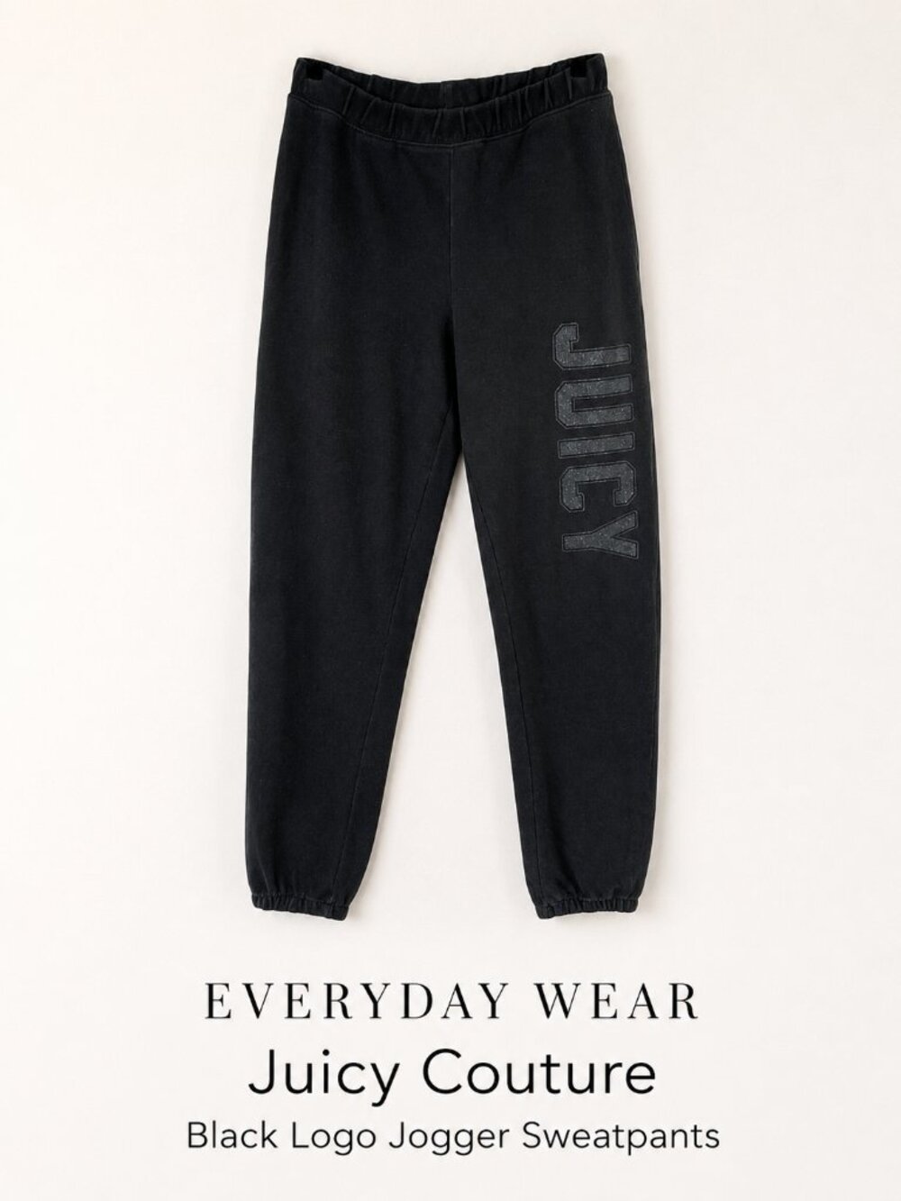 Juicy Couture Black Logo Jogger Sweatpants XS Y2K Athleisure Lounge